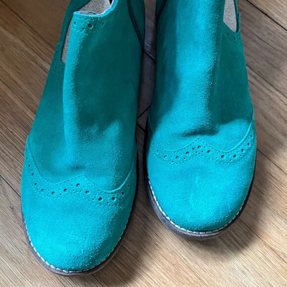 Boden Size 37 US 6 Emerald Green Suede Leather Side Zipper Chelsea Ankle Boots - Picture 12 of 13